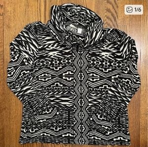 Chico's Black White Southwest Cowl Neck Blouse XL